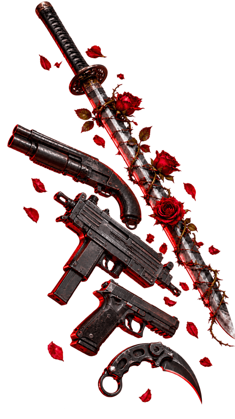 Gun with roses